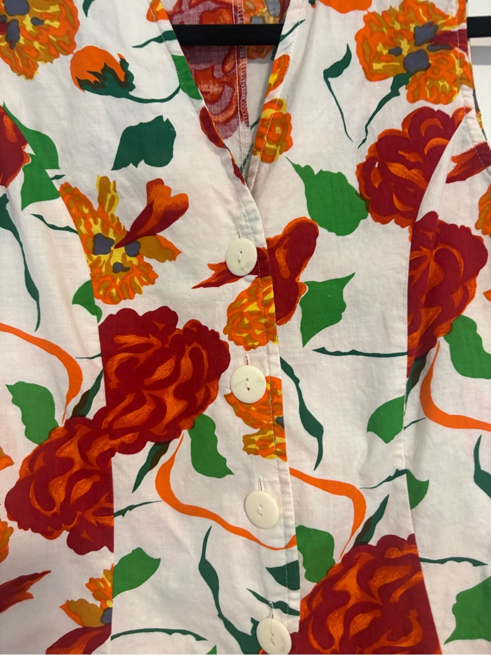 Vintage Two Roads Cotton‎ Floral Button-Front Sleeveless Top Vest Size Medium - Picture 3 of 10